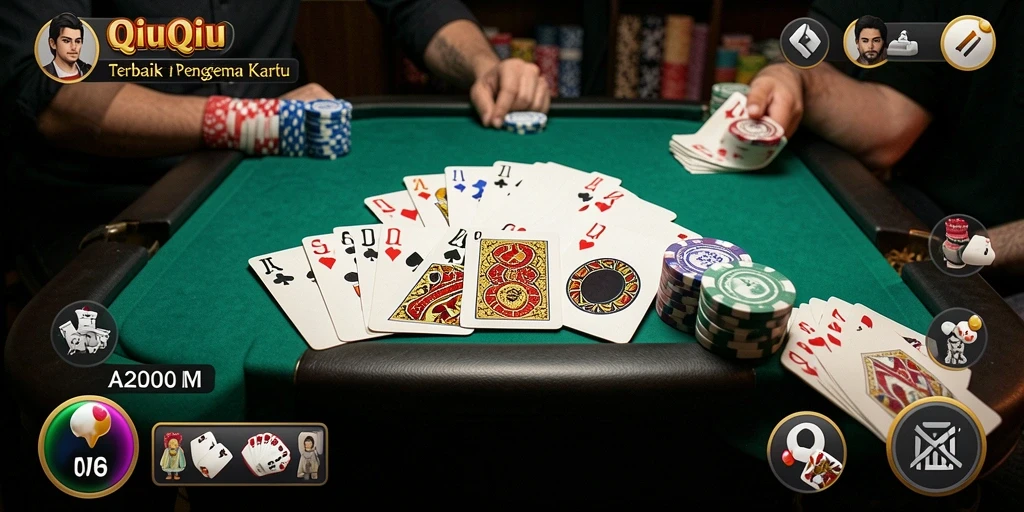 Screenshot A200M menampilkan aksi seru permainan QiuQiu.