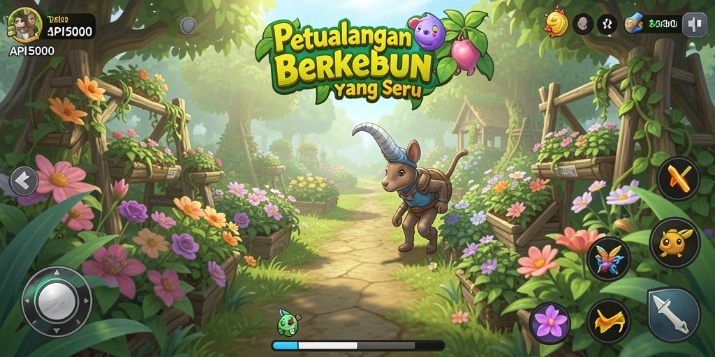 Tampilan gameplay menarik dari API5000 dengan aktivitas berkebun.