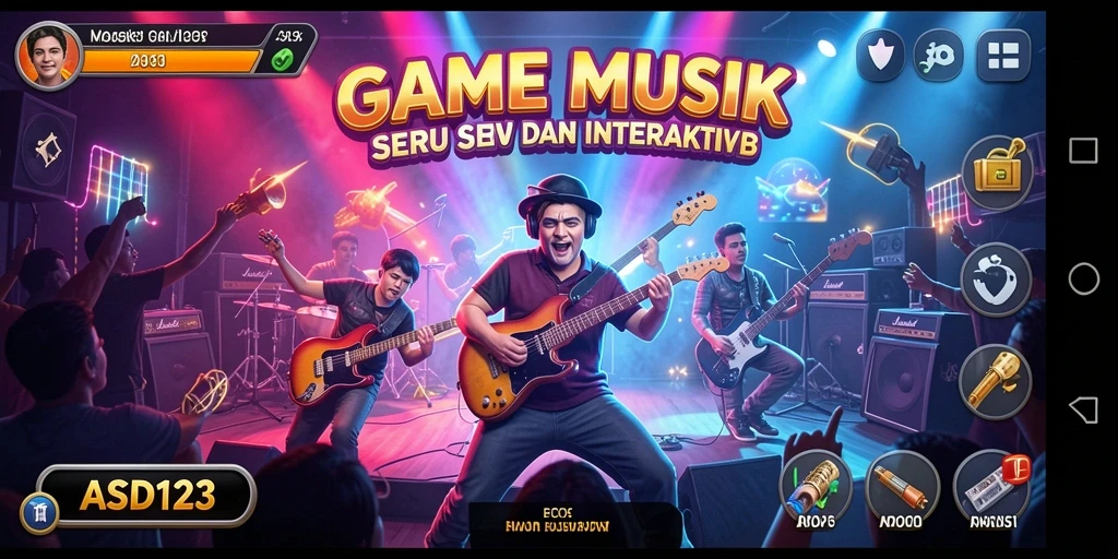 Screenshot gameplay ASD123 menampilkan keseruan bermain musik.
