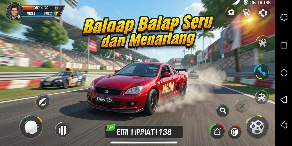 Tampilan gameplay <strong>EMPATI138</strong> yang mendebarkan dan penuh aksi balap.