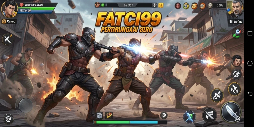 Tangkapan layar gameplay FATCI99 yang menampilkan aksi pertarungan yang mendebarkan.