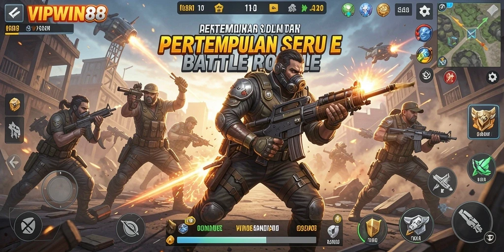 Tampilan menarik dari gameplay intens Battle Royale di VIPWIN88.