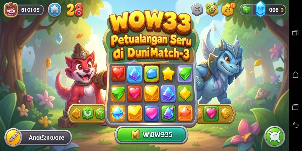 Screenshot menampilkan aksi seru gameplay Match-3 di WOW33.